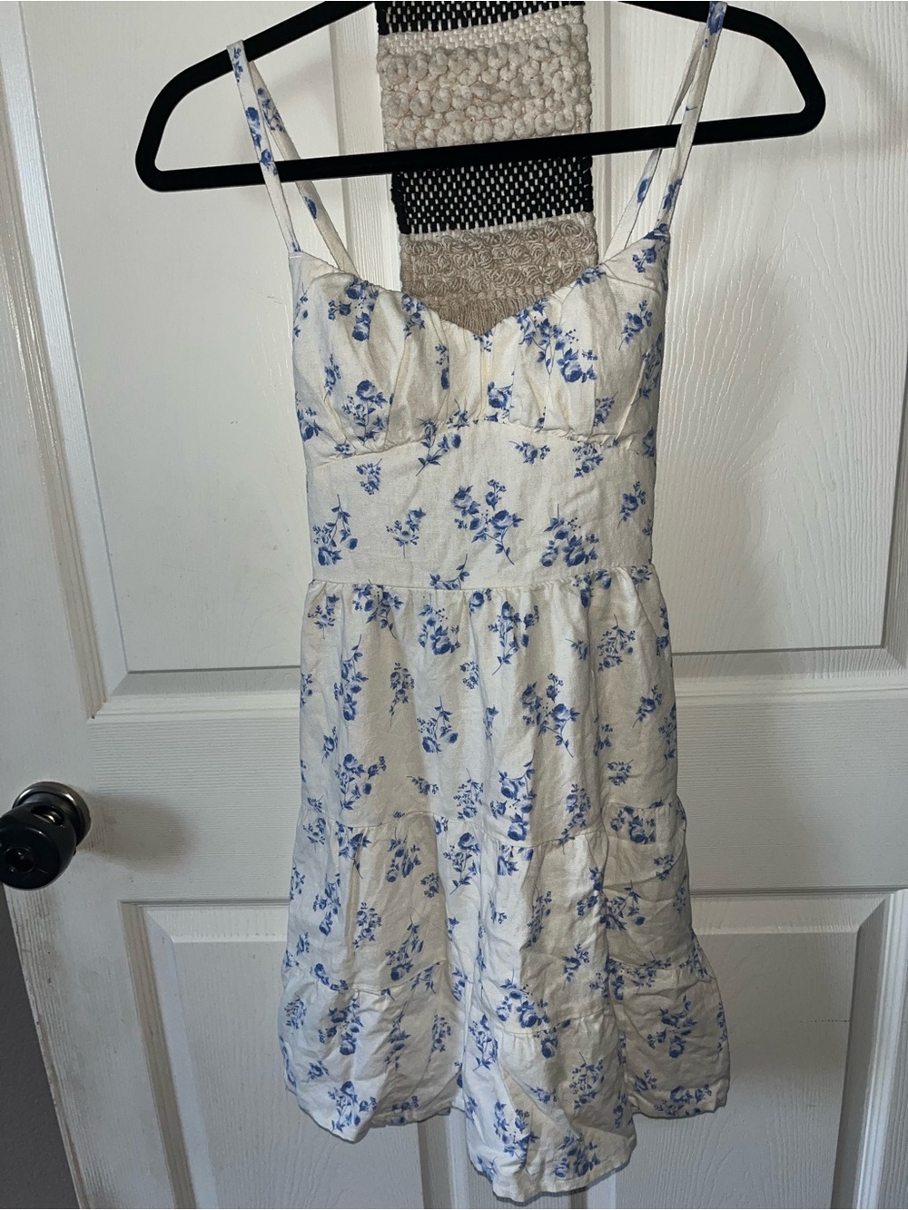 Hollister White Mini Dress with Blue Floral Print